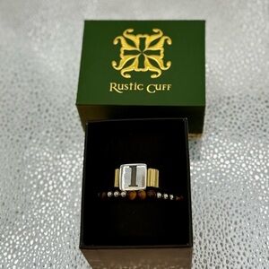 Rustic Cuff Gold and Silver Textured Bracelet